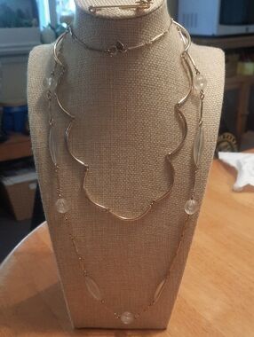 Sarah Coventry Gold-Tone Multi Strand Wavy & Bead Necklace
